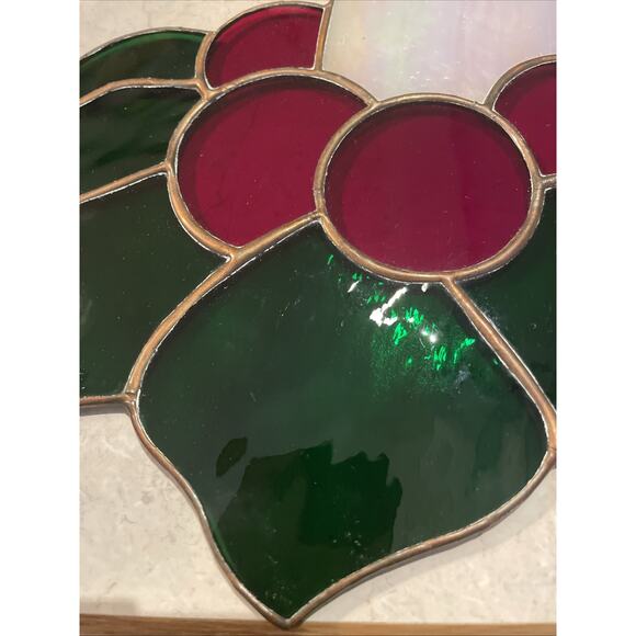 Vintage Stained Glass Christmas Window Leaded  Light Catcher Candle Large 16” - Picture 4 of 8